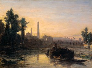 Flussansicht in Frankreich, möglicherweise in der Nähe von Pontoise