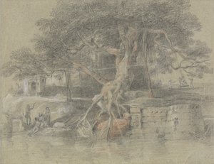 Ein sterbender Hindu wird zum Fluss Ganges gebracht