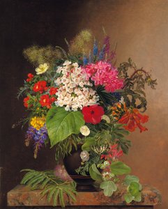 Winde, Lupinen, Ehrenpreis und Fuchsie in einer Vase, 1833 von Johan Laurents Jensen