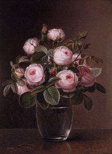 Rosen in einer Glasvase, 1842 von Johan Laurents Jensen