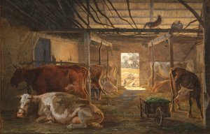 Ein Kuhstall auf einem Bauernhof in Vejby, Seeland
