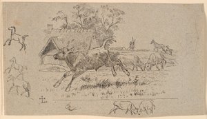 Die Herde. Illustration zu Kaalunds "Fabeln für Kinder". Siehe Kommentar aus dem Ark-Katalog. von Johan Thomas Lundbye