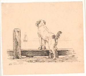 Der Hund am Strand. Illustration zu Kaalunds "Fabeln für Kinder". von Johan Thomas Lundbye