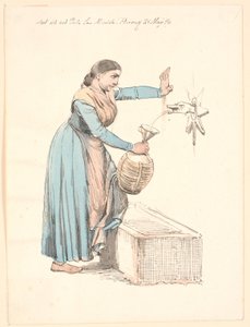 Italienerin, die Wasser an einem Brunnen holt von Johan Thomas Lundbye