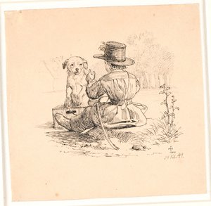 Die Kutschfahrt. Illustration zu Kaalunds "Fabeln für Kinder". Siehe Kommentar aus dem Arkatalog. von Johan Thomas Lundbye