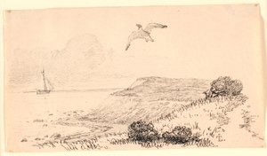 Die Möwe. Illustration zu Kaalunds "Fabeln für Kinder". Siehe Kommentar aus dem Arkatalog. von Johan Thomas Lundbye