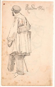 P.C. Skovgaard mit Botanisiertrommel, stehend und von hinten gesehen von Johan Thomas Lundbye