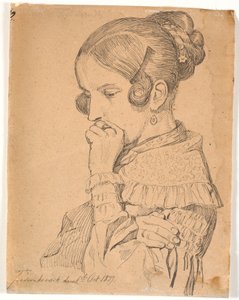 Porträt einer jungen Dame, 3/4 Profil nach links von Johan Thomas Lundbye