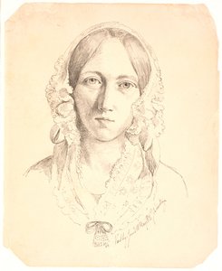 Porträt einer jungen Frau, en face. Möglicherweise Louise Marie Neergaard (1816-1895) darstellend