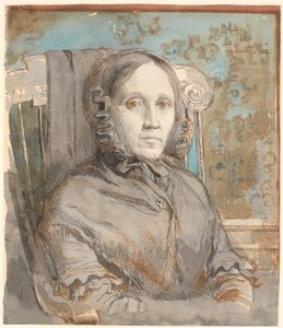 Porträt der Mutter des Künstlers, Oberstin Cathrine Lundbye (geb. Bonnevie); Halbfigur, sitzend im Stuhl nach rechts.