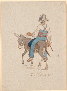 Eselreiter schräg von hinten gesehen
