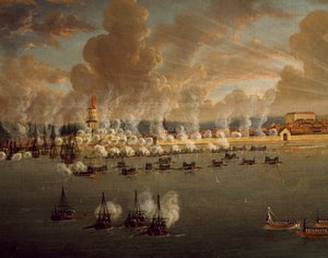 Gustav III.s schwedische Flotte belagert Frederikshavn, 20. Mai 1790 von Johan Tietrich Schoultz