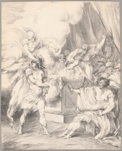Achilles von Athena im Zelt des Agamemnon zurückgehalten, aus Ilias, Buch I