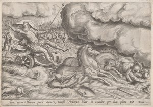 Die Durchquerung des Roten Meeres von Johan Wierix, after Maarten van Cleef