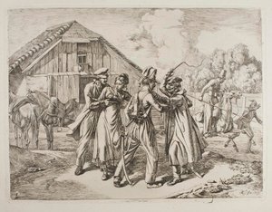 Kosaken dringen gewaltsam in einen Bauernhof ein von Johann Adam Klein