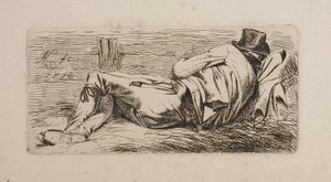 Auf Stroh schlafender Mann von Johann Adam Klein