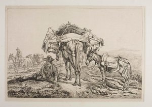 Bepacktes Maultier auf dem Land von Johann Adam Klein