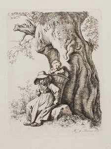 Zum neuen Jahr 1820. Bauersfrau mit einem Kind von Johann Adam Klein