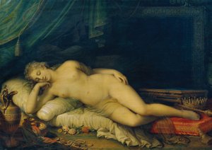 Venus, auf einem Ruhebett schlafend von Johann Baptist Lampi d. J.