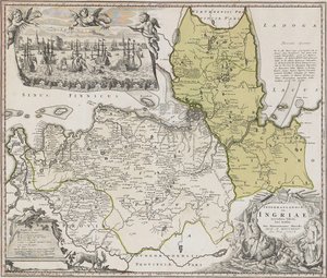 Karte von Ingermanland mit Ansicht von Sankt Petersburg