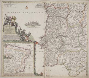 Portugal und Algarve (Portugallia et Algarbiae), ca. 1704 (handkolorierter Stich)