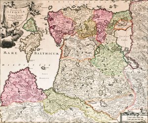 Die Ostsee aus: Baltikum Ducatuum Livoniae et Curlandiae cum vicinis Insulis Nova Exhibitio Geographica, ca. 1720