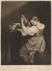 Querulas praetentat pollice cordas von Johann Bernard after Orazio Gentileschi