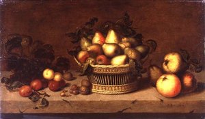 Stillleben mit Früchten in einem Korb von Johann Bouman