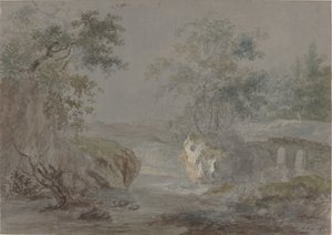Bewaldete Klippen entlang eines Flussufers