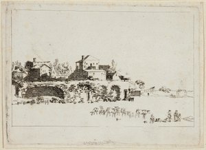 Landschaft mit Hütten