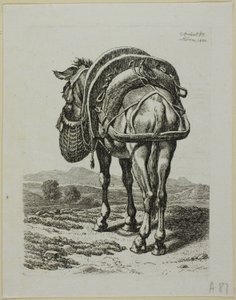 Fütternder Maultier - Rückansicht, aus Die Zweite Thierfolge von Johann Christian Reinhart