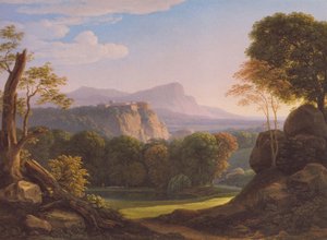 Italienische Landschaft mit Schloss auf einem Bergrücken von Johann Christian Reinhart