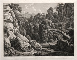 Heroische Landschaft: Landschaft mit der Versuchung Christi, 1799 von Johann Christian Reinhart
