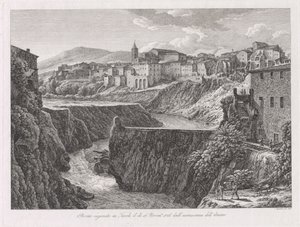 Tivoli durch die Überschwemmung des Flusses Aniene beschädigt von Johann Christian Reinhart