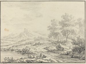 Zwei Männer ruhen sich an einem See aus von Johann Christoph Dietzsch