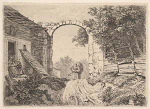 Mädchen mit einer Ladung Heu, außerhalb von Thorbogen von Johann Christoph Erhard
