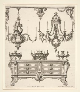 Blatt aus Kommoden und Kronleuchter von Johann Christoph Hafner