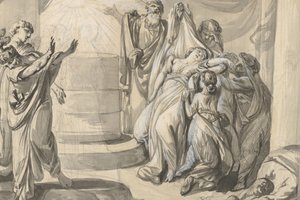 Eine antike Opferszene, verso: Skizze einer Gruppe von Menschen, 1779 von Johann Eleazar Schenau