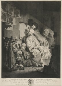 Der Ursprung der Malerei, oder die Porträts à la Mode; veröffentlicht 1767 von Johann Eleazar Schenau