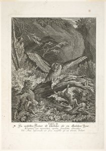 Fabel III, Tafel drei aus Lehrreiche Fabeln aus dem Reiche der Tiere von Johann Elias Ridinger