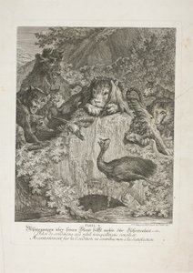 Fabel V, Tafel fünf aus Lehrreiche Fabeln aus dem Reiche der Tiere von Johann Elias Ridinger