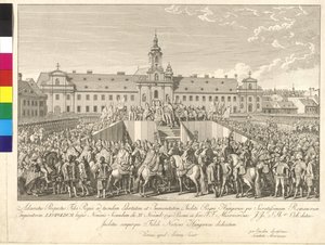 Krönung von Kaiser Leopold II. zum König von Ungarn in Bratislava am 15. November 1790 von Johann Ernst Mansfeld