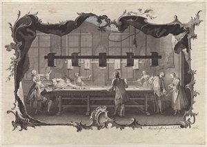Damen und Herren beim Billardspielen von Johann Esaias Nilson