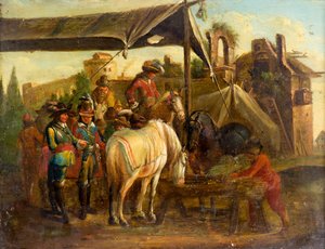 Ein Pferdemarkt von Johann Friedrich (manner of) Morgenstern