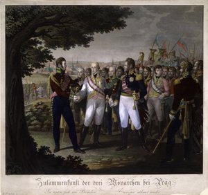 Das Treffen zwischen den Kaisern Franz I. von Österreich, Alexander I. von Russland und Friedrich Wilhelm III. von Preußen