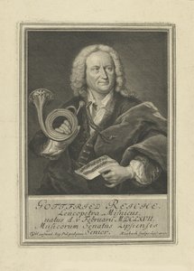 Porträt des Trompeters und Komponisten Gottfried Reiche 1667-1734, 1727 von Johann Friedrich Rosbach