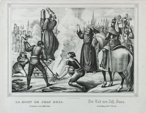 Der Tod von Jan Hus in Konstanz, Mitte des 19. Jahrhunderts von Johann Friedrich Wentzel