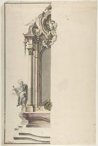 Entwurf für einen Ädikula-Altar mit St. Paulus links