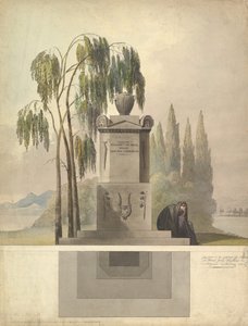 Entwurf für ein Grabmal, Rothgeisser in Nürnberg, Aufriss und Grundriss, 1826