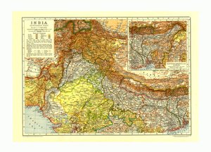 Karte von Indien, nördlicher Teil, um 1910